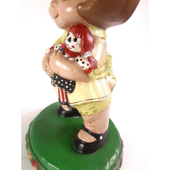 Vintage Ceramic Figurine Girl with Raggedy Ann Doll 1973 Ceramichrome Hand Paint - Picture 4 of 9